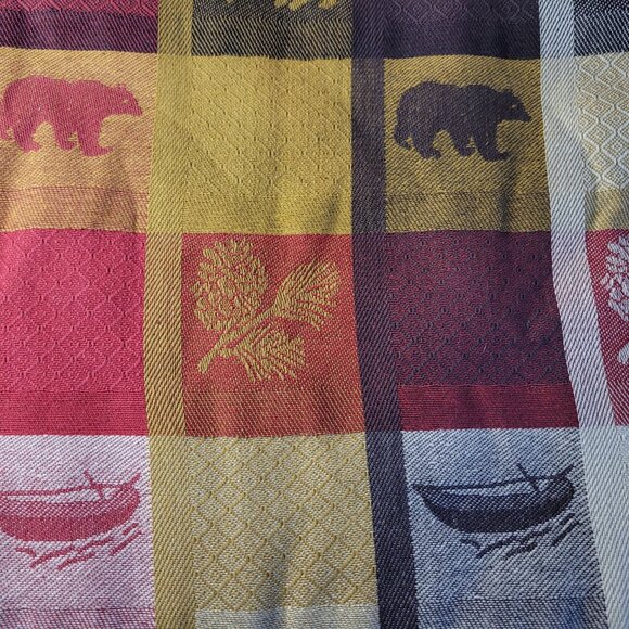 Moose, Bear, Canoe, & Pinecone Color Block Tablecloth and Placemats Cabin, Lodge - Picture 3 of 7